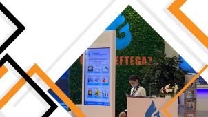Аренда вертикальных киосков на стенд компании Узбекнефтегаз.